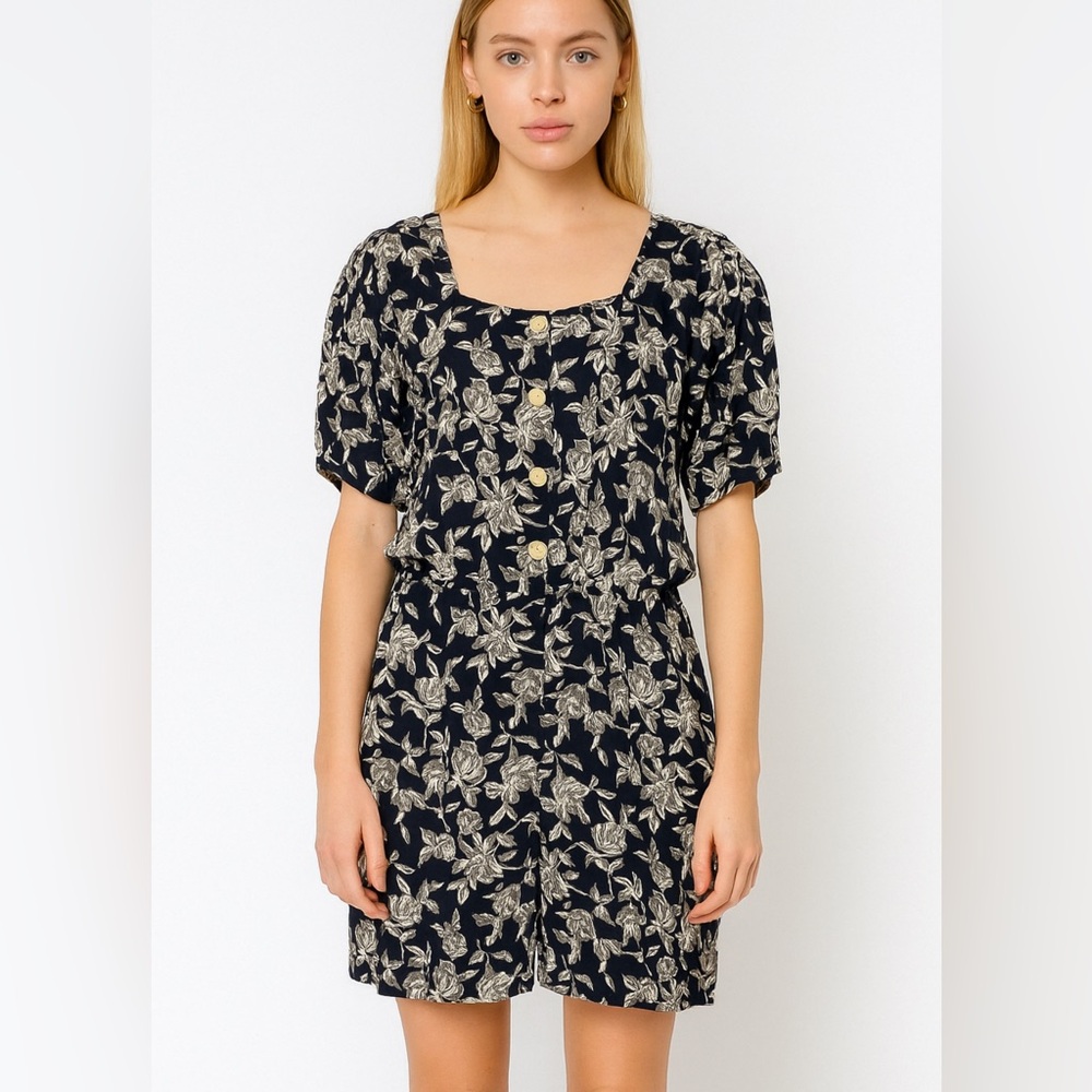 Judy Knapp | Floral Print Vintage 1980’s Romper Sz S